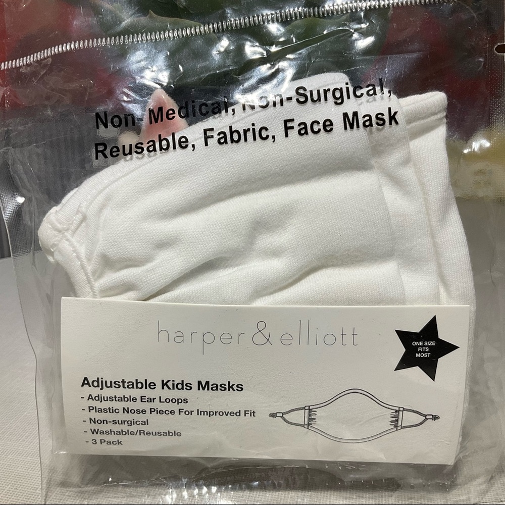1 Pack (3 ct) Harper & Elliott Kids Children Washable Reusable Cotton Face Masks